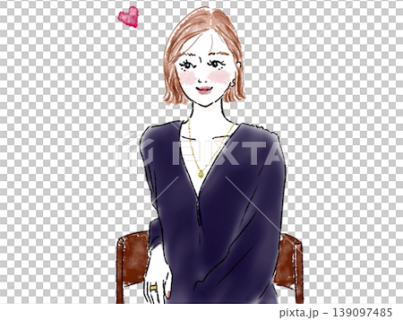 Woman sitting on chair Woman sitting on chair 139097485