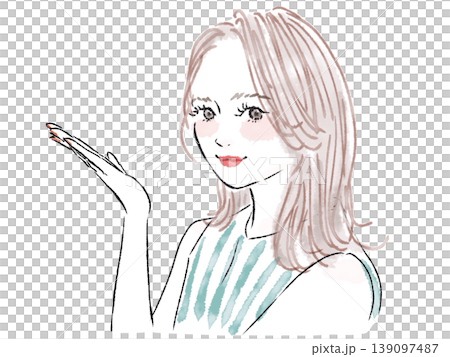 一個女人解釋同時指著她的手指 一個女人解釋同時指著她的手指 139097487