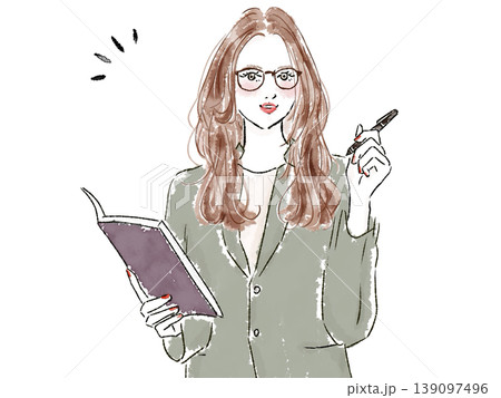 スーツを着て指差しをする女性 スーツを着て指差しをする女性 139097496