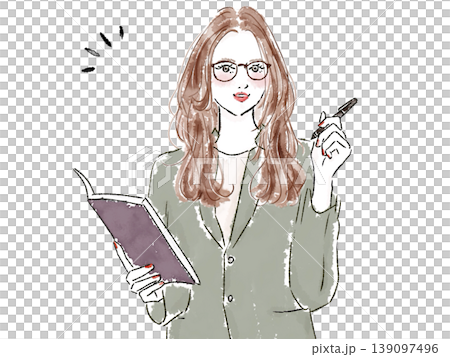 スーツを着て指差しをする女性 スーツを着て指差しをする女性 139097496