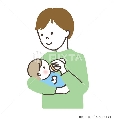 ミルクをあげるお父さん 139097554