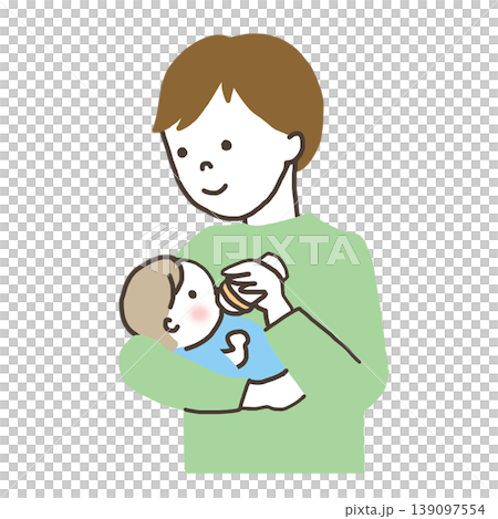 ミルクをあげるお父さん 139097554