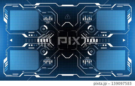 HUD sci-fi interface screen view white circular geometric design virtual futuristic technology creative display on blue vector 139097583