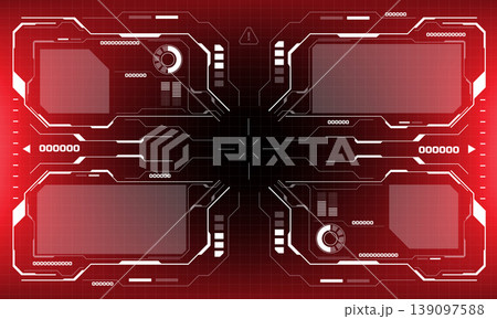 HUD sci-fi interface screen view white circular geometric design virtual futuristic technology creative display on red vector HUD sci-fi interface screen view white circular geometric design virtual futuristic technology creative display on red vector 139097588