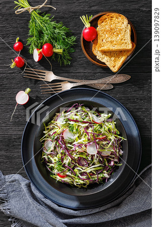 Fresh cabbage and radish coleslaw in a bowl Fresh cabbage and radish coleslaw in a bowl 139097829