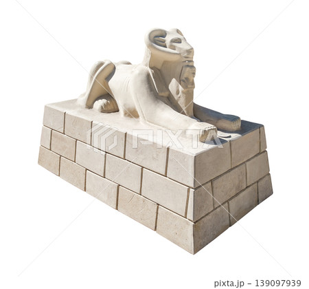 egyptian ram headed sphinx statue isolated on white background with clipping path egyptian ram headed sphinx statue isolated on white background with clipping path 139097939
