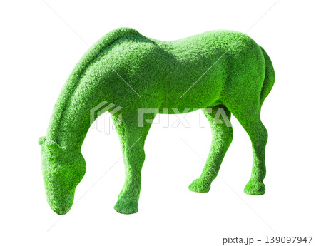 decorative green artificial horse statue isolated on white background with clipping path decorative green artificial horse statue isolated on white background with clipping path 139097947