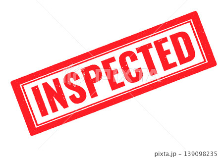 Inspected red rubber STAMP on a white transparent background 139098235