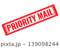 Priority mail red rubber stamp on a white transparent background 139098244