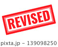 Revised red rubber stamp on a white transparent background 139098250