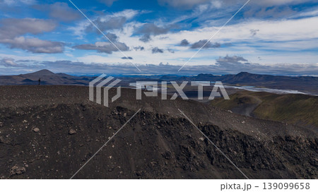 Aerial View of Volcanic Landscape with Rivers and Mountains in Iceland Aerial View of Volcanic Landscape with Rivers and Mountains in Iceland 139099658