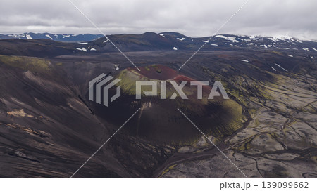 Aerial View of Volcanic Crater and Rugged Landscape in Iceland Aerial View of Volcanic Crater and Rugged Landscape in Iceland 139099662