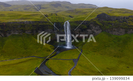 Aerial View of Seljalandsfoss Waterfall and Surrounding Landscape Aerial View of Seljalandsfoss Waterfall and Surrounding Landscape 139099834