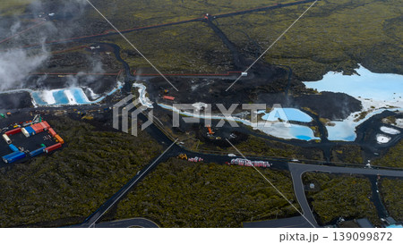 Aerial View of the Blue Lagoon Geothermal Spa in Iceland 139099872