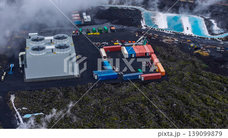 Aerial View of Geothermal Power Plant and Volcanic Landscape in Iceland 139099879