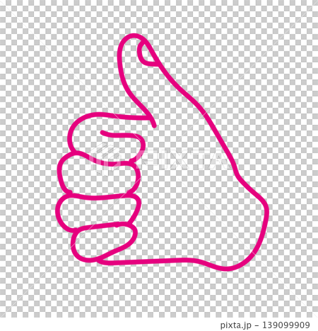 Simple line art icon of a thumbs-up hand - a "like" gesture (minimalist) 139099909