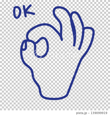 Simple line drawing icon of a hand making an OK sign - approval gesture (minimal) Simple line drawing icon of a hand making an OK sign - approval gesture (minimal) 139099919