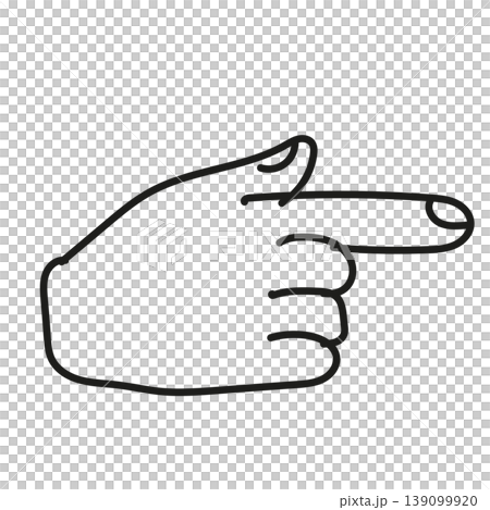 Simple line drawing icon of a hand pointing to the side - pointing gesture material (minimal) Simple line drawing icon of a hand pointing to the side - pointing gesture material (minimal) 139099920