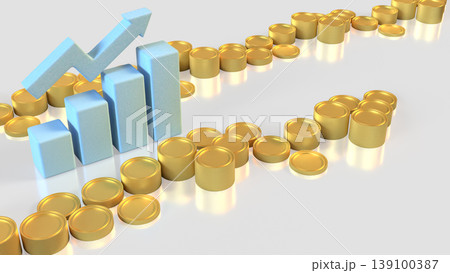 Financial Growth Concept With Rising Bar Chart And Gold Coins 3d render. Financial Growth Concept With Rising Bar Chart And Gold Coins 3d render. 139100387