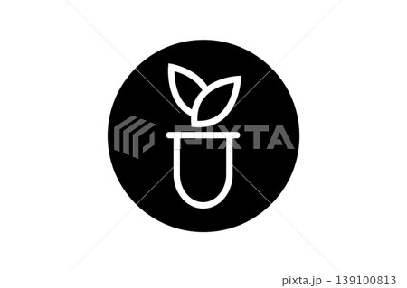 Laboratory Icon With Plant Growing From Test Tube Representing Eco Science And Sustainable Biotech Laboratory Icon With Plant Growing From Test Tube Representing Eco Science And Sustainable Biotech 139100813