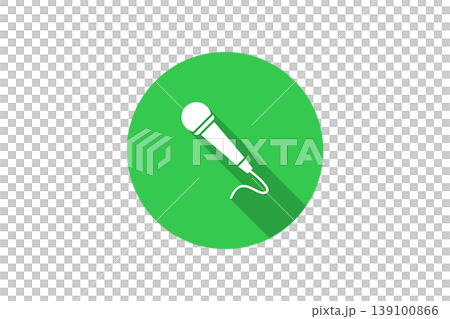 Microphone Icon With Long Shadow For Music, Audio, Singing And Podcast Apps 139100866