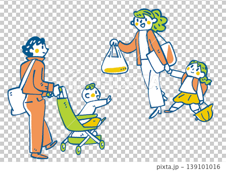 上班族夫婦回家後,接孩子放學、參加課後託管、使用速食節省時間的用餐以及日常生活中的合作。 上班族夫婦回家後,接孩子放學、參加課後託管、使用速食節省時間的用餐以及日常生活中的合作。 139101016
