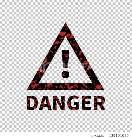 かすれスタンプ｜DANGER（マーク）（黒・赤） 139101036