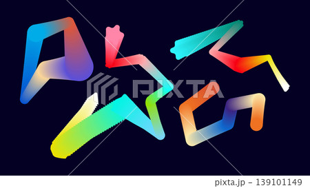 Colorful abstract gradient text art on dark blue background with paint stroke 139101149