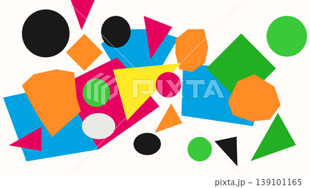 Scattered colorful geometric shapes collage...のイラスト素材 [139101165] - PIXTA