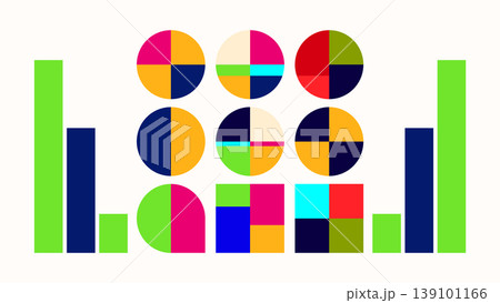 Colorful abstract geometric shapes and bar graphs with bar graph, geometric 139101166