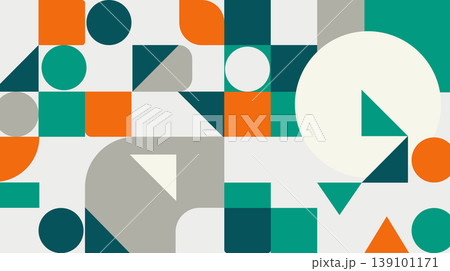 Abstract geometric shapes in a retro color palette with abstract, geometric 139101171