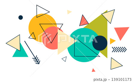 Abstract composition of colorful geometric shapes and elements with abstract Abstract composition of colorful geometric shapes and elements with abstract 139101173