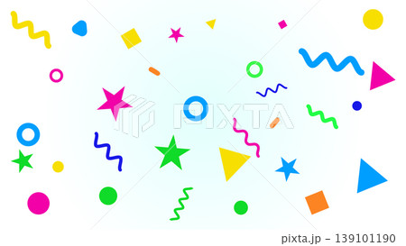 Scattered colorful confetti and geometric shapes on a white background Scattered colorful confetti and geometric shapes on a white background 139101190