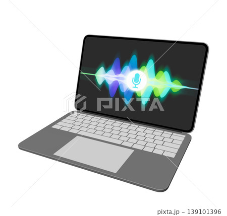音声認識が表示されたノートパソコン 139101396