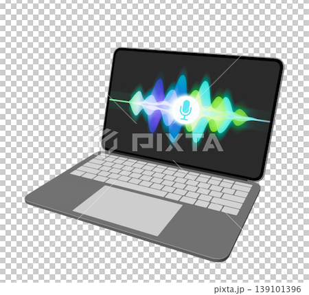 音声認識が表示されたノートパソコン 139101396