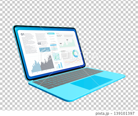 A laptop displaying data analysis 139101397