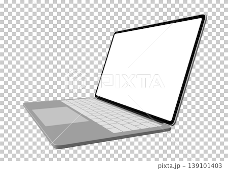 一台灰色筆記型電腦的側面 一台灰色筆記型電腦的側面 139101403