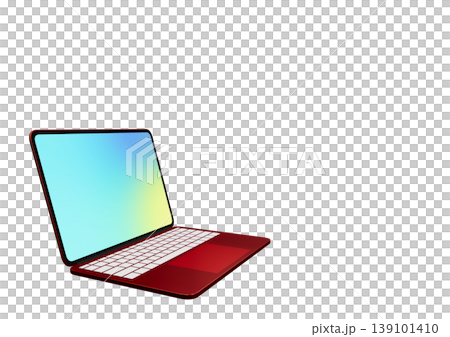 赤いノートパソコンのクローズアップ 赤いノートパソコンのクローズアップ 139101410