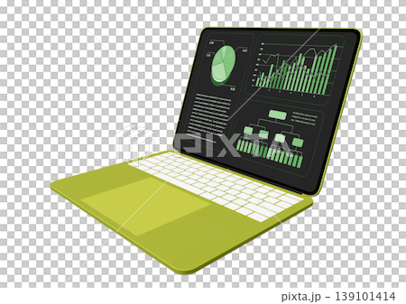Green laptop and analytical graphs 139101414