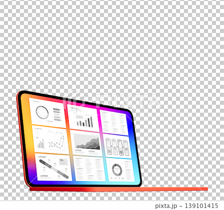 A laptop displaying colorful graphs 139101415
