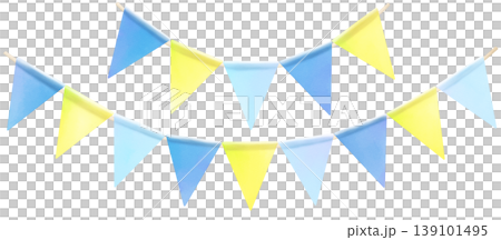 Blue and yellow garland, stylish watercolor illustration 139101495
