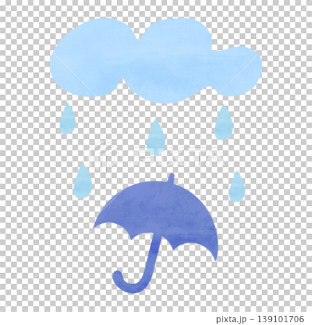 Watercolor-style illustration of rain and umbrellas; a gentle touch for rainy season themes. Watercolor-style illustration of rain and umbrellas; a gentle touch for rainy season themes. 139101706