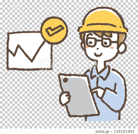 一張建築經理使用平板電腦的插圖。 一張建築經理使用平板電腦的插圖。 139101993