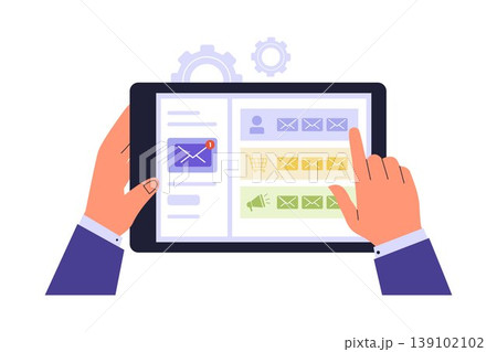 Illustration of Hand Sorting Emails into Categorized Folders Illustration of Hand Sorting Emails into Categorized Folders 139102102