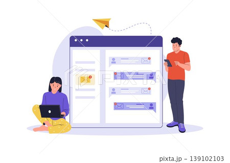 Illustration of People Having Conversation in Email Thread 139102103