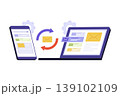 Illustration of Email Synchronization Between Smartphone and Laptop 139102109