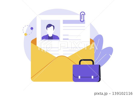 Illustration of Job Application Email with CV Resume Document Illustration of Job Application Email with CV Resume Document 139102116