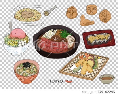 東京の和食いろいろ|天ぷら 味噌カツ 餃子 もんじゃ焼き 丼 東京の和食いろいろ|天ぷら 味噌カツ 餃子 もんじゃ焼き 丼 139102293