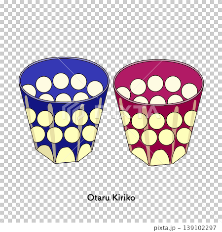 Otaru Kiriko Glass Set | Blue & Red Japanese-style Glassware Otaru Kiriko Glass Set | Blue & Red Japanese-style Glassware 139102297