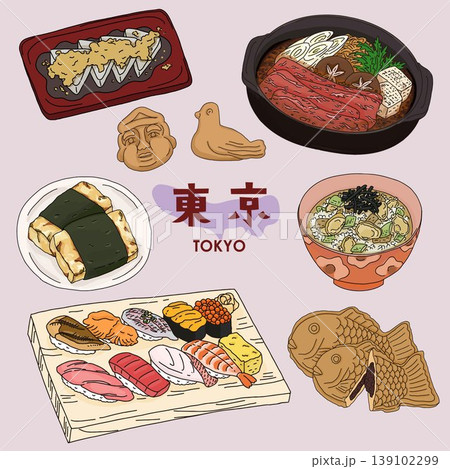 東京グルメセット｜寿司 すきやき たい焼き 甘味 139102299